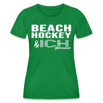 Beachhockey Strandhockey - Frauen Funktions-T-Shirt - Kelly Green - Vorne - AI Model Female 172 dark (172cm)