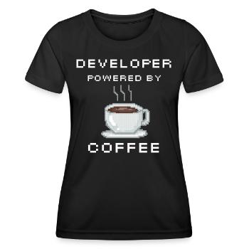 Developer powered by Coffee - Frauen Funktions-T-Shirt - Schwarz - Vorne - AI Model Female 172 light (172cm)
