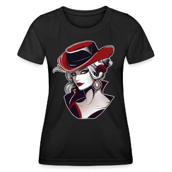 Femme cool avec un chapeau de cow-boy - T-shirt sport Femme - noir - Devant - AI Model Female 172 light (172cm)