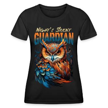 Hibou oiseau gardien nuit Nature mystique coloré Art - T-shirt sport Femme - noir - Devant - AI Model Female 172 light (172cm)