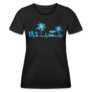 Heartbeat Palm Tree Glass Flipp Flop Summer Lover - T-shirt sport Femme - noir - Devant - AI Model Female 172 light (172cm)