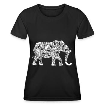 Elefant Mandala Elefanten Mediation Yoga Esoterik - Frauen Funktions-T-Shirt - Schwarz - Vorne - AI Model Female 172 light (172cm)