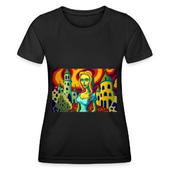 La femme dans le monde onirique d’Antoni Gaudi - T-shirt sport Femme - noir - Devant - AI Model Female 172 light (172cm)