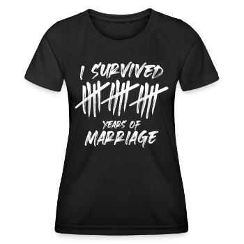 J’ai survécu à 15 ans de mariage drôle - T-shirt sport Femme - noir - Devant - AI Model Female 172 light (172cm)