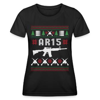 AR15 Noël moche - T-shirt sport Femme - noir - Devant - AI Model Female 172 light (172cm)