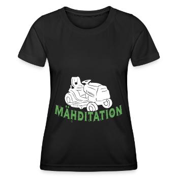 Mähditation Rasenmäher Rasenmähen - Frauen Funktions-T-Shirt - Schwarz - Vorne - AI Model Female 172 light (172cm)