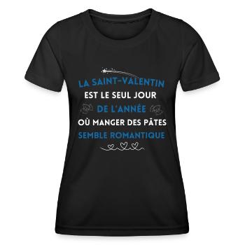 La Saint Valentin est le seul jour - T-shirt sport Femme - noir - Devant - AI Model Female 172 light (172cm)