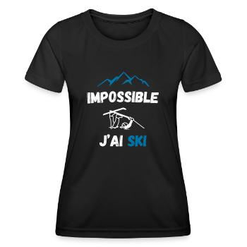 Impossible j'ai ski - T-shirt sport Femme - noir - Devant - AI Model Female 172 light (172cm)