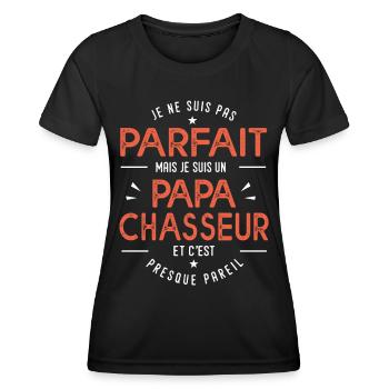 je suis un papa chasseur cadeau papa chasse - T-shirt sport Femme - noir - Devant - AI Model Female 172 light (172cm)