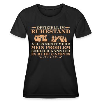 Camping Endlich im Ruhestand Wohnwagen Rentner - Frauen Funktions-T-Shirt - Schwarz - Vorne - AI Model Female 172 light (172cm)