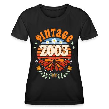 Rétro et Vintage 2003 Femme 20 Ans Anniversaire - T-shirt sport Femme - noir - Devant - AI Model Female 172 light (172cm)