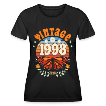 Rétro et Vintage 1998 Femme 25 Ans Anniversaire - T-shirt sport Femme - noir - Devant - AI Model Female 172 light (172cm)