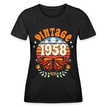 Rétro et Vintage 1958 Femme 65 Ans Anniversaire - T-shirt sport Femme - noir - Devant - AI Model Female 172 light (172cm)