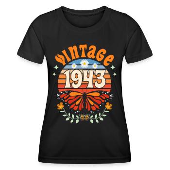 Rétro et Vintage 1943 Femme 80 Ans Anniversaire - T-shirt sport Femme - noir - Devant - AI Model Female 172 light (172cm)