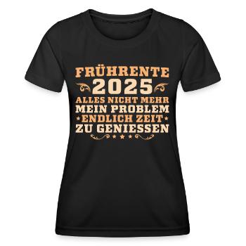 Frührente 2025 Lustiges Altersteilzeit Abschied - Frauen Funktions-T-Shirt - Schwarz - Vorne - AI Model Female 172 light (172cm)