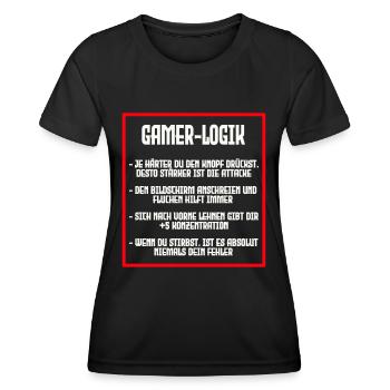 LOGIQUE DU GAMER - T-shirt sport Femme - noir - Devant - AI Model Female 172 light (172cm)