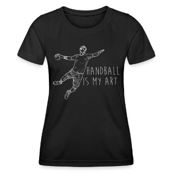 handball sport handballer handballteam sprungwurf - Frauen Funktions-T-Shirt - Schwarz - Vorne - AI Model Female 172 light (172cm)