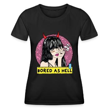 POP-ART Bored As Hell ARTWORK, Devil Frau 80s - Women's Functional T-Shirt - black - Front - AI Model Female 172 light (172cm)