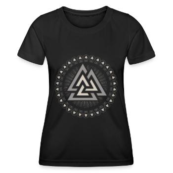 Valknut, Wotansknoten, Odin | Viking Nordique - T-shirt sport Femme - noir - Devant - AI Model Female 172 light (172cm)
