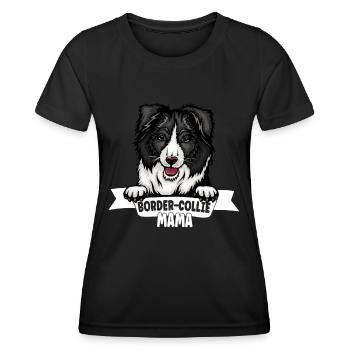 Border Collie Mama Hundekopf - Für Border Mamas - Frauen Funktions-T-Shirt - Schwarz - Vorne - AI Model Female 172 light (172cm)