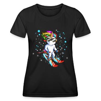 Vacances au ski Voyage Snowboard Licorne Conte de fées - T-shirt sport Femme - noir - Devant - AI Model Female 172 light (172cm)