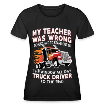 Truck Trucker Cadeau Drôle de chauffeur professionnel - T-shirt sport Femme - noir - Devant - AI Model Female 172 light (172cm)