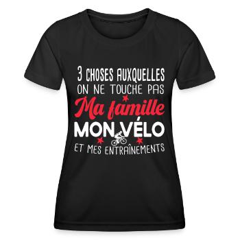 Cycliste. Cadeau vélo. Cyclisme. Famille humour - T-shirt sport Femme - noir - Devant - AI Model Female 172 light (172cm)