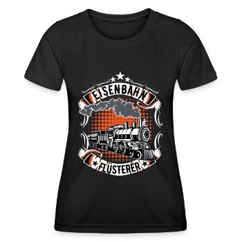 eisenbahn eisenbahner lokomotive lokführer lok - Frauen Funktions-T-Shirt - Schwarz - Vorne - AI Model Female 172 light (172cm)