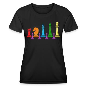 Échecs et échec et mat Joueur d’échecs Famille d’échecs - T-shirt sport Femme - noir - Devant - AI Model Female 172 light (172cm)
