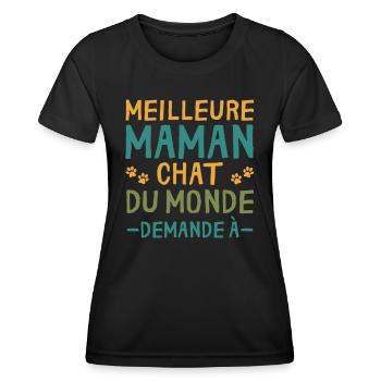 Meilleure Maman Chat Du Monde cadeau Personnalisé - T-shirt sport Femme - noir - Devant - AI Model Female 172 light (172cm)