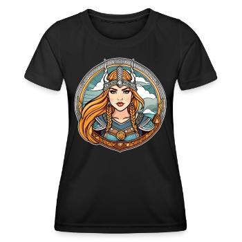 Stolze Wikingerin Germanin Schildmaid - Frauen Funktions-T-Shirt - Schwarz - Vorne - AI Model Female 172 light (172cm)