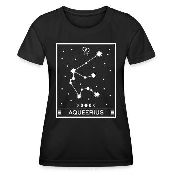 Aqueerius Lesbisch - Frauen Funktions-T-Shirt - Schwarz - Vorne - AI Model Female 172 light (172cm)