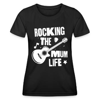 Das Mama-Leben rocken - Frauen Funktions-T-Shirt - Schwarz - Vorne - AI Model Female 172 light (172cm)