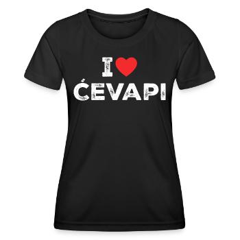 I Love Cevapi - I Heart Cevapi - Balkan Food - T-shirt sport Femme - noir - Devant - AI Model Female 172 light (172cm)