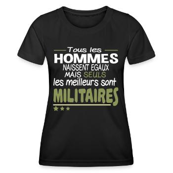 Militaire Homme Idée cadeau Armée de Terre Fierté - T-shirt sport Femme - noir - Devant - AI Model Female 172 light (172cm)
