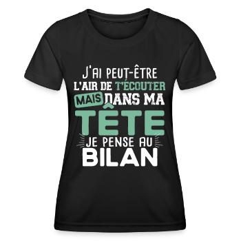 Comptable Comptabilité Bilan Métier Calcul Humour - T-shirt sport Femme - noir - Devant - AI Model Female 172 light (172cm)