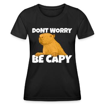 Dont worry be capy, das lustige Capybara - Frauen Funktions-T-Shirt - Schwarz - Vorne - AI Model Female 172 light (172cm)