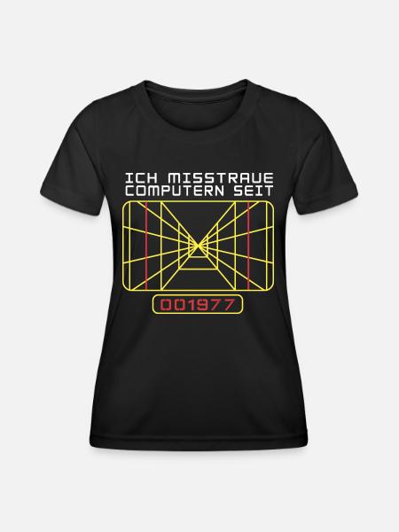 Zielcomputer - Computer misstrauen - IT Informatik - Frauen Funktions-T-Shirt - Schwarz