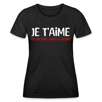 je t'aime ou un truc dans le genre - T-shirt sport Femme - noir - Devant - AI Model Female 172 light (172cm)