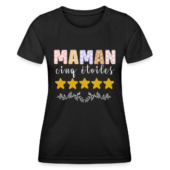 MAMAN 5 etoiles - T-shirt sport Femme - noir - Devant - AI Model Female 172 light (172cm)