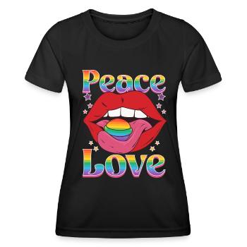 Peace Love | Rainbow Pride Month Freedom - Frauen Funktions-T-Shirt - Schwarz - Vorne - AI Model Female 172 light (172cm)