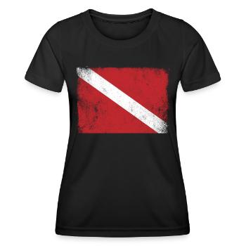 Drapeau Plongée Plongée Plongée Plongée Sous-marine Symbole de signal - T-shirt sport Femme - noir - Devant - AI Model Female 172 light (172cm)