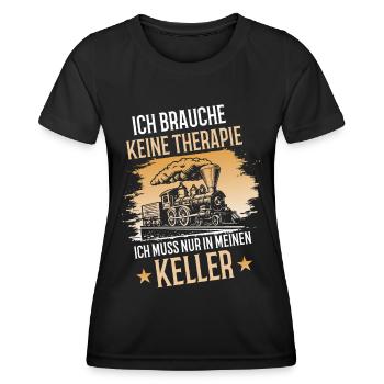 Ich Brauche keine Therapie Modellbahn Eisenbahn - Frauen Funktions-T-Shirt - Schwarz - Vorne - AI Model Female 172 light (172cm)