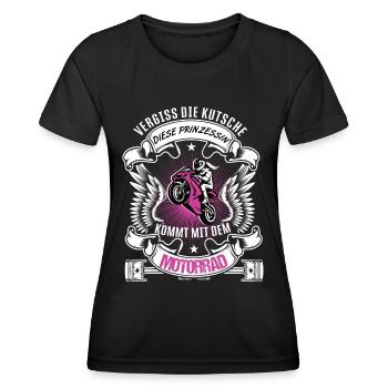Motorrad Motorradfahrerin Frauenpower Bikerbraut - Frauen Funktions-T-Shirt - Schwarz - Vorne - AI Model Female 172 light (172cm)