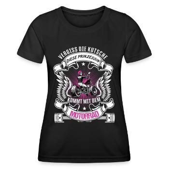 Motorrad Motorradfahrerin Frauenpower Bikerbraut - Frauen Funktions-T-Shirt - Schwarz - Vorne - AI Model Female 172 light (172cm)