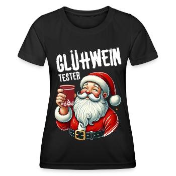 Glühwein Tester Weihnachtsmann Weihnachtsmarkt - Frauen Funktions-T-Shirt - Schwarz - Vorne - AI Model Female 172 light (172cm)