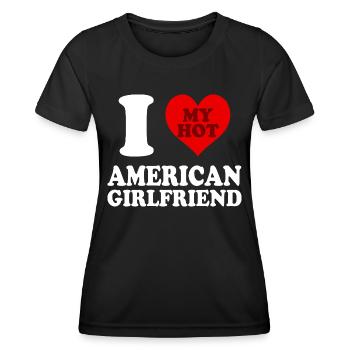 J’aime ma petite amie américaine chaude coeur drôle - T-shirt sport Femme - noir - Devant - AI Model Female 172 light (172cm)