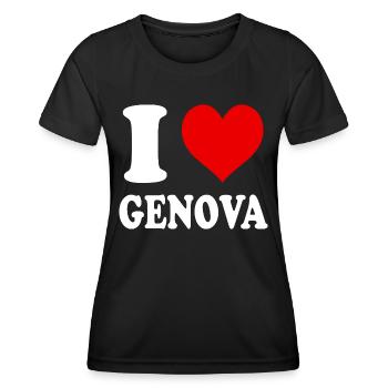 J’aime Gênes (ville) région Italie Cœur - T-shirt sport Femme - noir - Devant - AI Model Female 172 light (172cm)
