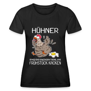Landwirt Landwirte Huhn Hühner Spruch - Frauen Funktions-T-Shirt - Schwarz - Vorne - AI Model Female 172 light (172cm)