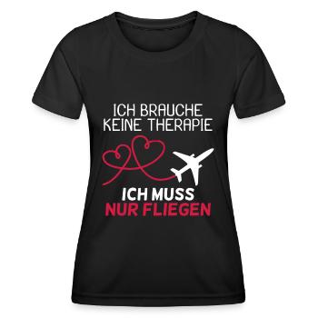 Pilot Therapie Spruch Flugzeug Geschenk - Frauen Funktions-T-Shirt - Schwarz - Vorne - AI Model Female 172 light (172cm)